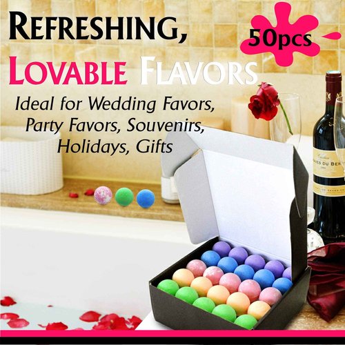 Relaxing Bath Bombs for Men & Women! 50 Wholesale Bath Bombs Individually Wrapped. Bulk Aromatherapy Essential Oil Bath Bombs for Adults Teens Kids! Bath Fizzies #1 Best Pampering Gifts for Women!