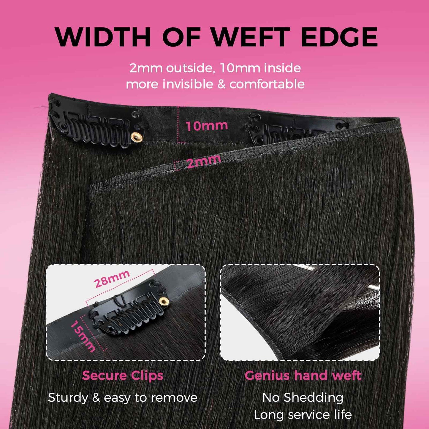 Lashey Genius Weft Hair Extensions Human Hair Natural Black Yaki Straight 7pcs 110g 14 Inch Hair Extensions Real Soft Thin Weft Clip ins for Women