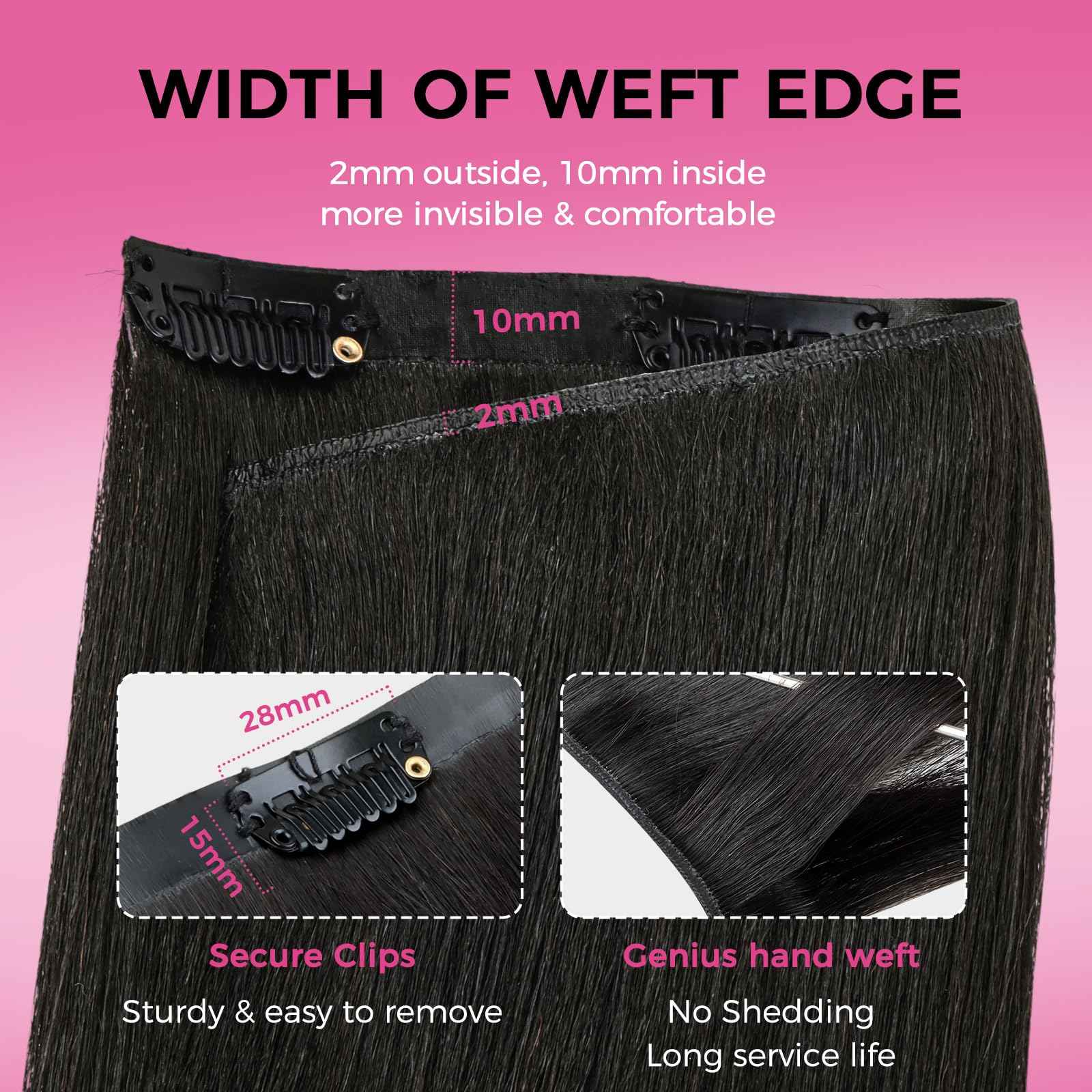 Lashey Genius Weft Hair Extensions Human Hair Natural Black Yaki Straight 7pcs 110g 14 Inch Hair Extensions Real Soft Thin Weft Clip ins for Women