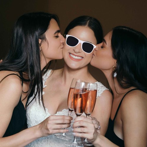 Tethzeng Bridesmaid Scrunchies Proposal Gifts Bachelorette Hair Claws Clips Girls heart sunglasses for Wedding Party Favors (40, White&Sage Green box)