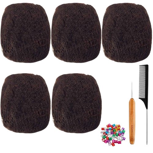 Afro Kinkys Bulk Human Hair for Dreadlock Extensions,Repair Locs, Twists and Braids, 5 Packs 150 Gram Each Package 100% Human Hair Afro Kinky Bulk Can be Dyed and Bleached (Dark Brown 4# 8inch)