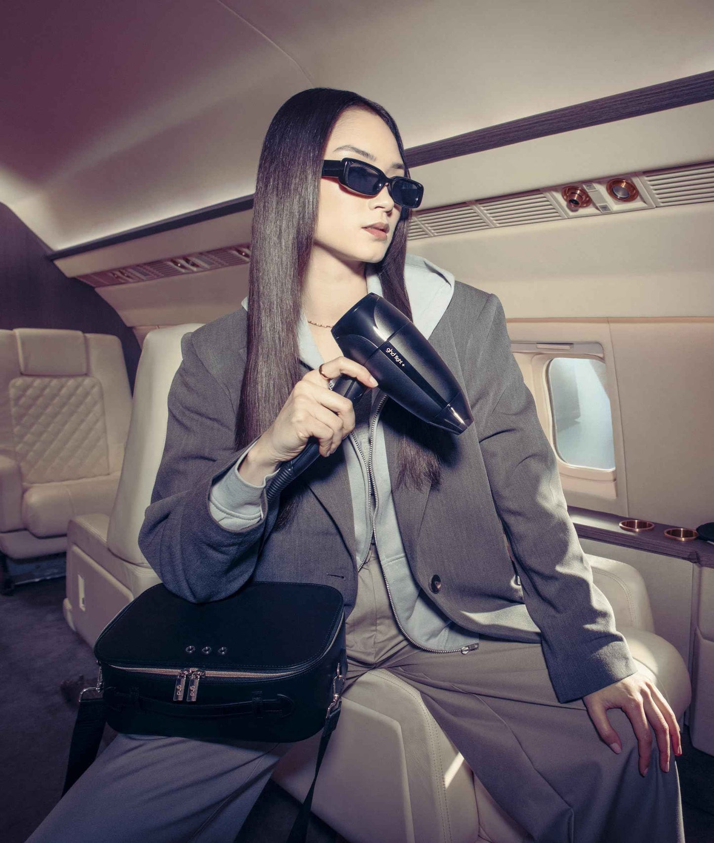 ghd Flight+ Travel Hair Dryer ― 1300w Professional Portable Hair Volumizer, Suitcase Friendly, Lightweight, Powerful, and Compact Blow Dryer with Luxurious Travel Case ― Black