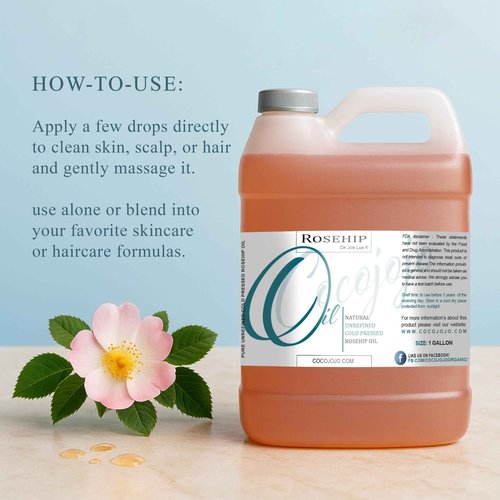 Rosehip Oil for Face Cold Pressed Unrefined cocojojo Pure Natural Rosehip Seed Oil in Bulk 1 GALLON - Moisturizing, Soothing, Hydrating, & Nourishing