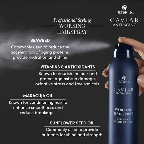 Alterna Caviar Anti-Aging Professional Styling Working Hair Spray, Flexible Hold, 15.5 oz, Pack of 2