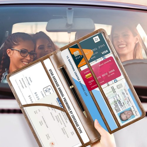 CoBak Car Registration and Insurance Holder - Vehicle Glove Box Car Organizer,Auto Truck Comparment Accessories Case with Magnetic Closure for Driver License,Cards