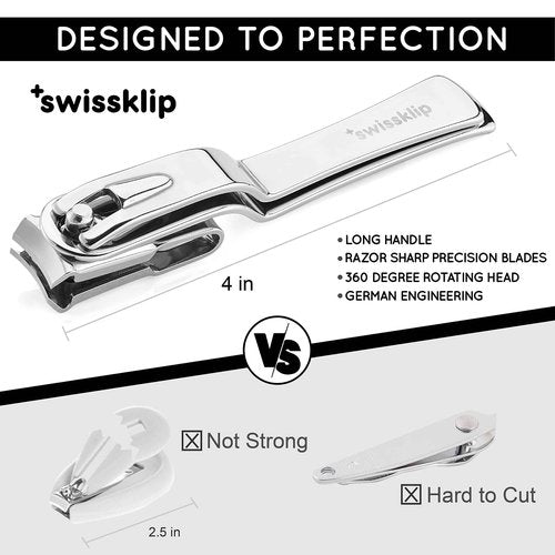 Swissklip Heavy Duty Toenail Clippers for Seniors Thick Toenails I Professional Nail Clippers for Ingrown Toenail I nail clippers for men I well suited as finger nail clippers adult