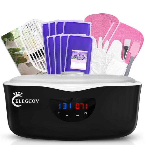 Paraffin Wax Machine for Hand and Feet - ELEGCOV Paraffin Wax Warmer with 8 Packs Lavender Bath Wax Refills Kit，Hand and Foot Moisturizing Care Kit, 4000ml Fast Meltdown Parafin Hot Wax Machine