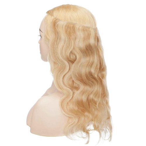 S-noilite Wire Hair Extensions Human Hair with 2 Clips Wavy Balayage Secret Wire Hair Extensions with Adjustable Headband 20" 70g Fish Line Hairpieces For Women #18/613 Ash Blonde/Bleach Blonde