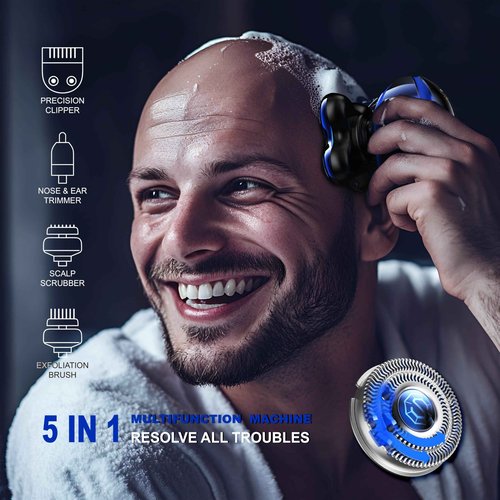 Blade & Stone® Head Shaver for Men HS505-BB | Diamond-S-Blade® | MIMO Net Technology for Superior Skin Comfort | 8500 RPM Durable Motor, USB-C Rechargeable - Big Blue