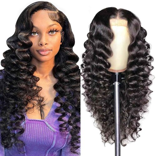AAKJJ 28 Inch Deep Wave Lace Front Wig 13x4 HD Lace Frontal Wigs for Black Women 200 Density Raw Human Hair Glueless Pre Plucked with Baby Hair for Everyday Hairstyle