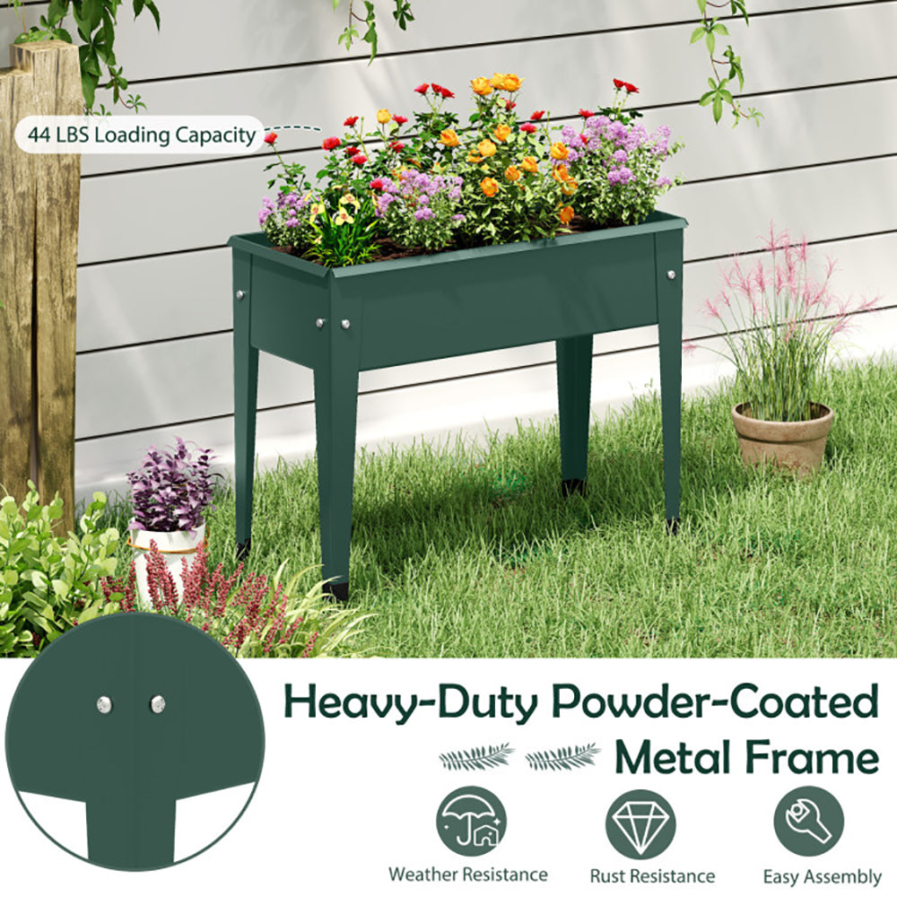 Elevated Metal Raised Garden Bed - Ergonomic 32" Height, Green