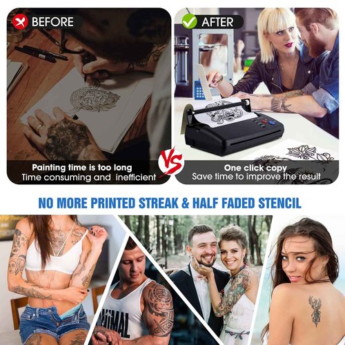 GVOTPLOP Tattoo Stencil Transfer Printer with 20pcs Tattoo Stencil Paper Transfer Machine Thermal Copier Tattoo Kit Copier Printer