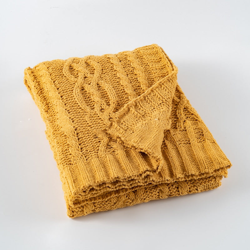 Heavy Weight Knitted Blanket - Thick Chenille Bed Cover for Home & Bedroom