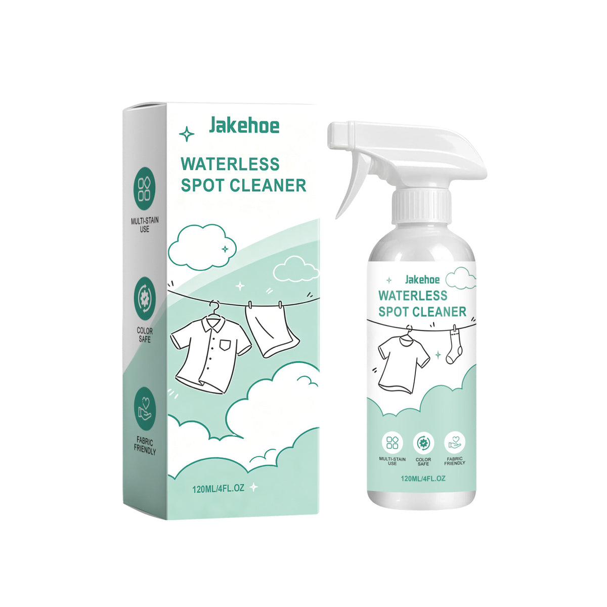 Waterless Fabric Stain Remover Spray 120ml No-Rinse Spot Cleaner