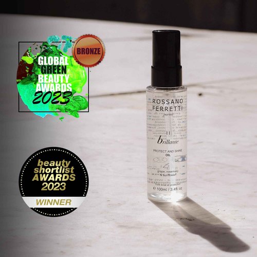 Rossano Ferretti Brillante Protect and Shine Oil | Frizz-Free, Shiny, Glossy Hair with UV Protection | Vegan, Cruelty-Free, Luxury | 3.4 Fl Oz