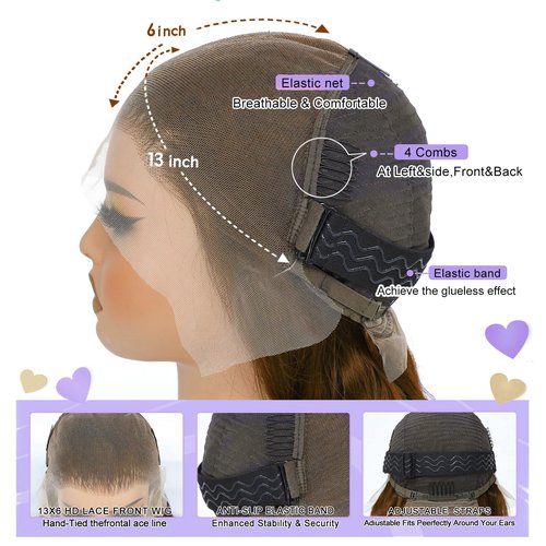 22 Inch Chocolate Brown Lace Front Wig Human Hair 13x6 Body Wave 180 Density HD Pre Plucked with Baby Hair Colored Frontal Wigs for Women