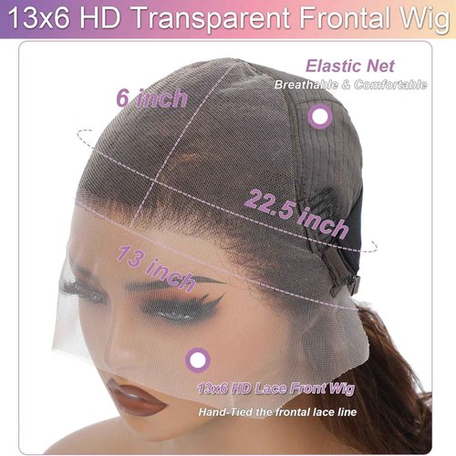 Syhunny 30 Inch Chocolate Brown Lace Front Wig Human Hair 200% Density Body Wave 13x6 HD Lace Front Wigs Human Hair Pre Plucked with Baby Hair Colored Frontal Wigs for Black Women