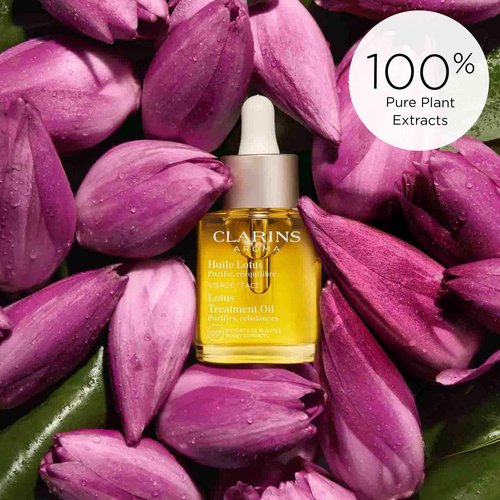 Clarins Lotus Face Oil Treatment | Hydrates, Tones and Balances Skin | Visibly Tightens Pores | Minimizes Fine Lines |Skin Is Immediately Velvety*|100% Natural Plant Extracts |Oily To Combination Skin