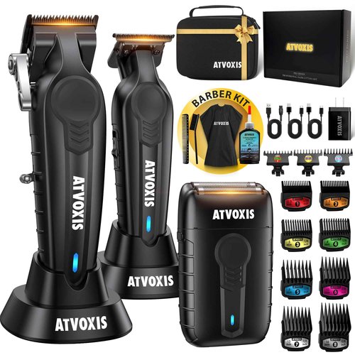 ATVOXIS Hair Clippers for Men Professional, Barber Clippers and Trimmers Set, Cordless Hair Clippers, Hair Cutting Kit, Barber Kit, Haircut Kit, Maquina para Cortar Pelo De Hombre