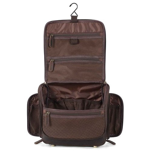 Polare Full Grain Leather Toiletry Bag Travel Hanging Organizer Case Shaving Kit Wash Bag Makeup Cosmetic Dopp Kit with YKK Zippers