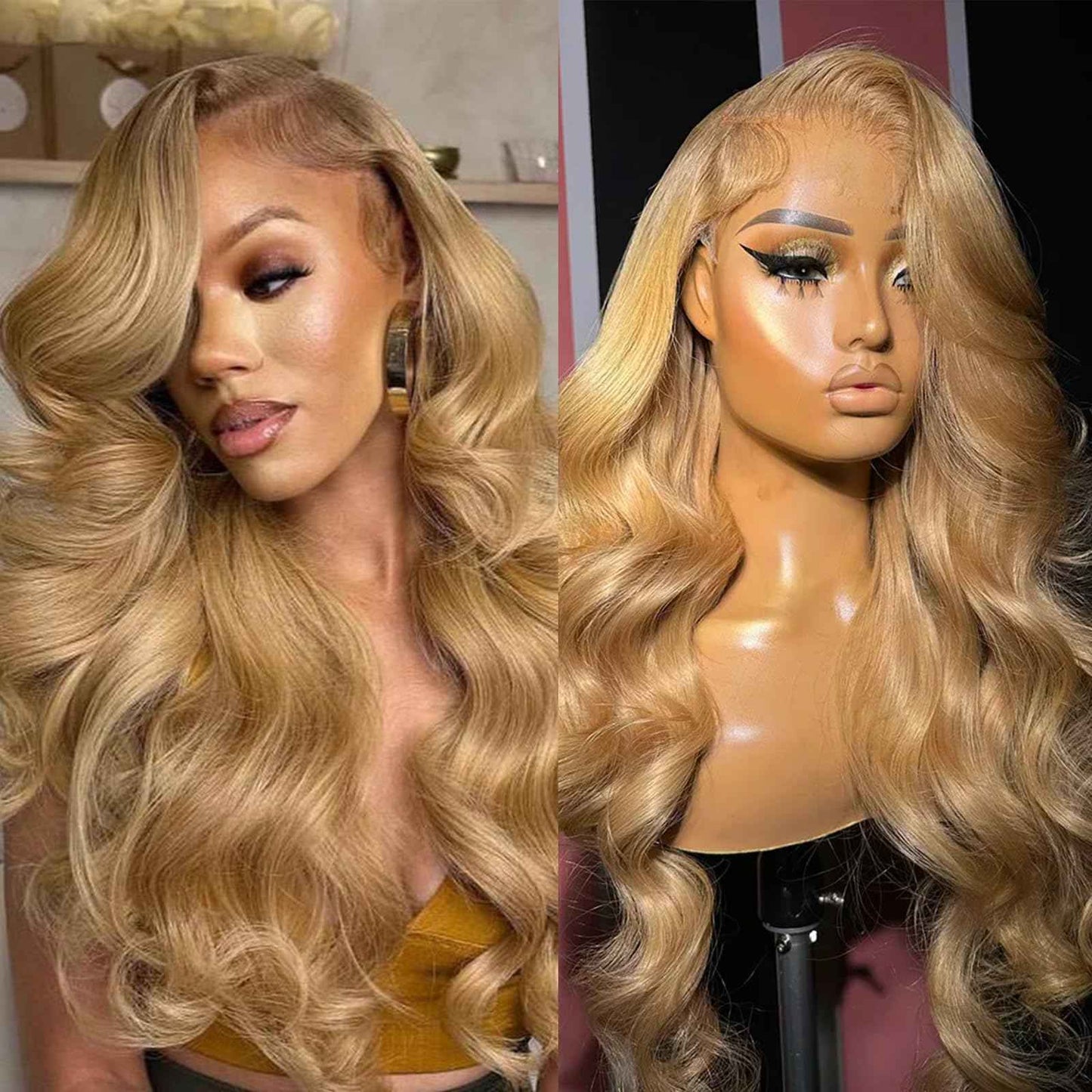 27 Honey Blonde Wig Human Hair 13x6 22 Inch Long Wigs for Women, Loose Body Wave Blonde 13x6 HD Lace Front Wigs Human Hair Pre Plucked 180 Density, 12A 100% Real Virgin Remy Brazilian Wigs Human Hair