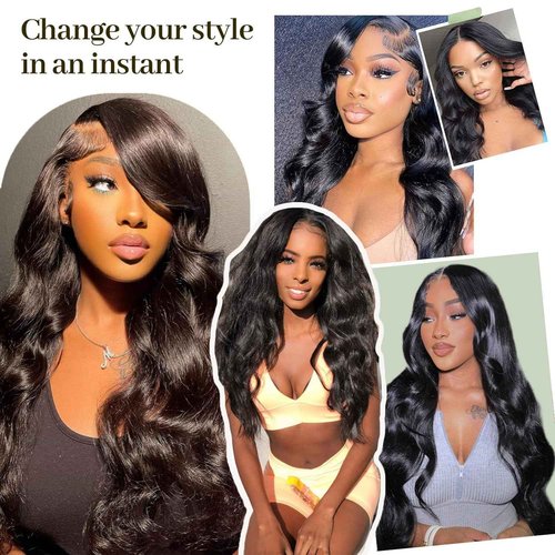 Hswpawk 12A Human Hair Bundles 22 24 26 Inch Body Wave Bundles Human Hair 100% Unprocessed Brazilian Virgin Hair 3 Bundles Hair Weft Weave Natural Black Color