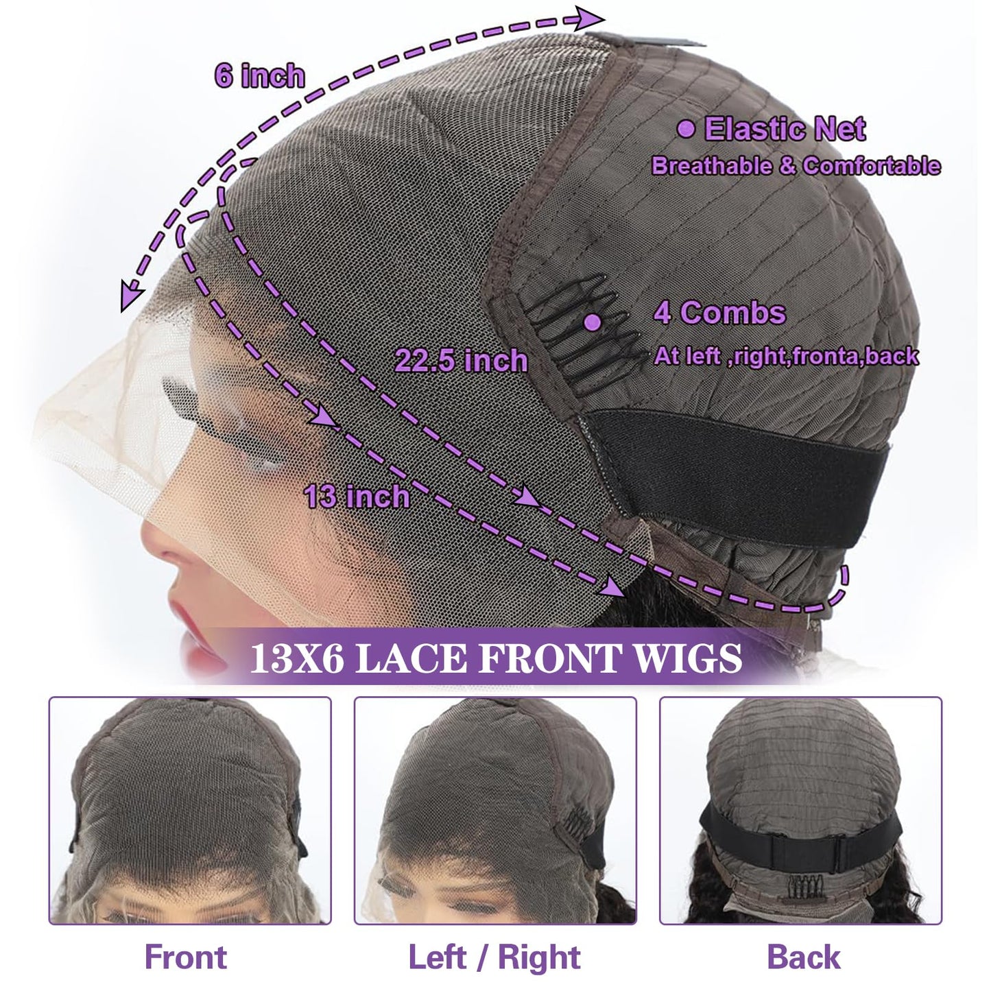 Niu Mei 30 Inch Deep Wave Lace Front Wigs Human Hair 210 density 13x6 HD Transparent Lace Front Wigs Human Hair Glueless Wigs Human Hair Pre Plucked Deep Curly Human Hair Wig for Women