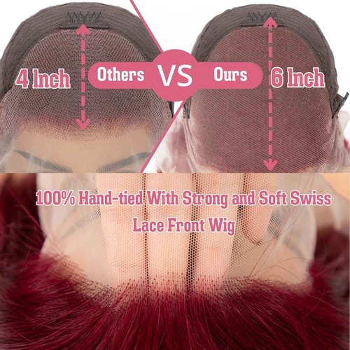 MAKATI 26 Inch 99j Burgundy Lace Front Wigs Human Hair 13x6 HD Transparent Burgundy Wig Human Hair Pre Plucked Body Wave Lace Front Wigs for Black Women