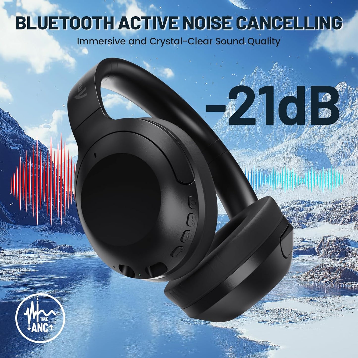 ATTACK SHARK G300 Active Noise Cancelling Wireless Headphones, Ultra Light Foldable Over-Ear Wired/Bluetooth Headset, 20H Playtime, Built-in Mic Hands Free Talking for Travel, Office, Home - Purple