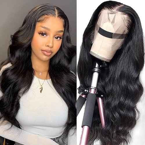 Body Wave Lace Front Wigs Human Hair 13x4 HD Transparent Lace Front Wigs for Black Women Glueless Brazilian Virgin Hair Lace Frontal Wig 180% Density Pre Plucked with Baby Hair Hairline