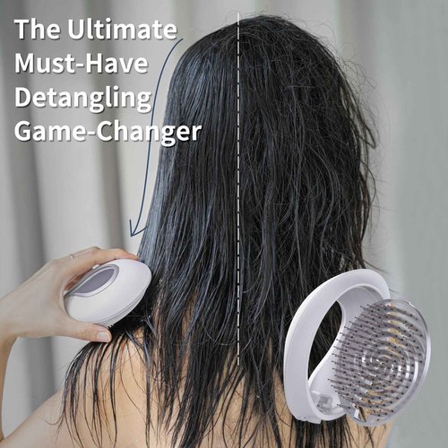 Uffy Spiral Shine Detangling Hair Brush for Wet & Dry Hair, Shower Detangler, Travel Brush — Anti-Frizz Bristles, Tangle-Free, Reduces Breakage, Ergonomic Handle, Obsidian Black
