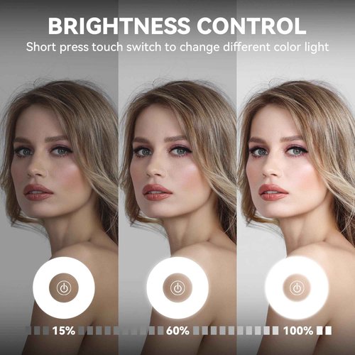 Hasipu Arch Vanity Mirror with Light, 32" x 24" Arched Led Makeup Mirror with 10X Magnification, Tabletop Desk Mirror, Dimmable 3 Colors Mode