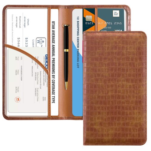 CoBak Car Registration and Insurance Holder - Vehicle Glove Box Car Organizer,Auto Truck Comparment Accessories Case with Magnetic Closure for Driver License,Cards