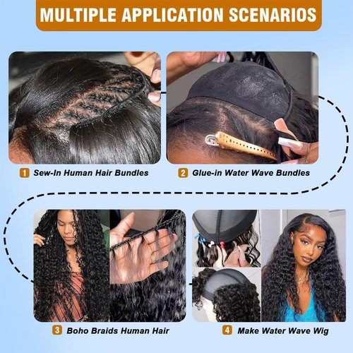 20 Inch Water Wave Bundles 12A Water Wave One Bundles Human Hair 100% Brazilian Unprocessed Remy Single Curly Wet And Wavy Bundles Human Hair Natural Color