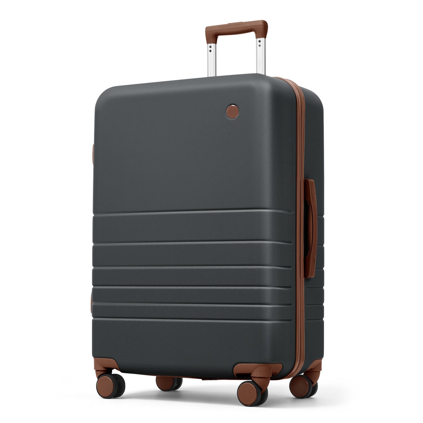 4-Piece Luggage Set with USB Charging Ports - Black & Brown