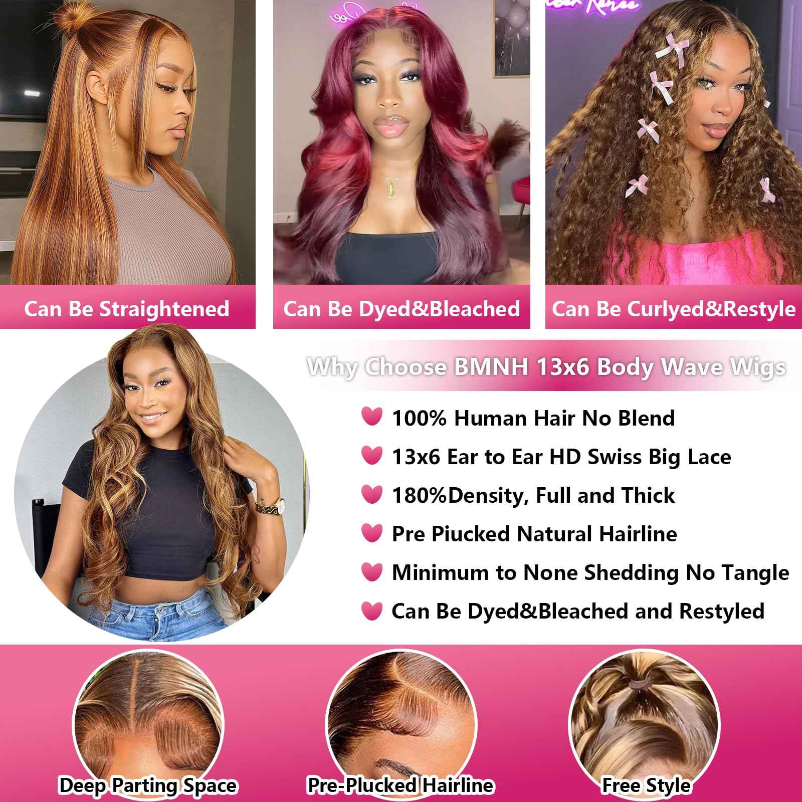 30 Inch Honey Blonde Wig Human Hair 200 Density Ombre 13x6 HD Lace Front Wigs Body Wave Highlight Human Wig Pre Plucked with Baby Hair P4/27 Colored Human Hair Frontal Wigs for Women