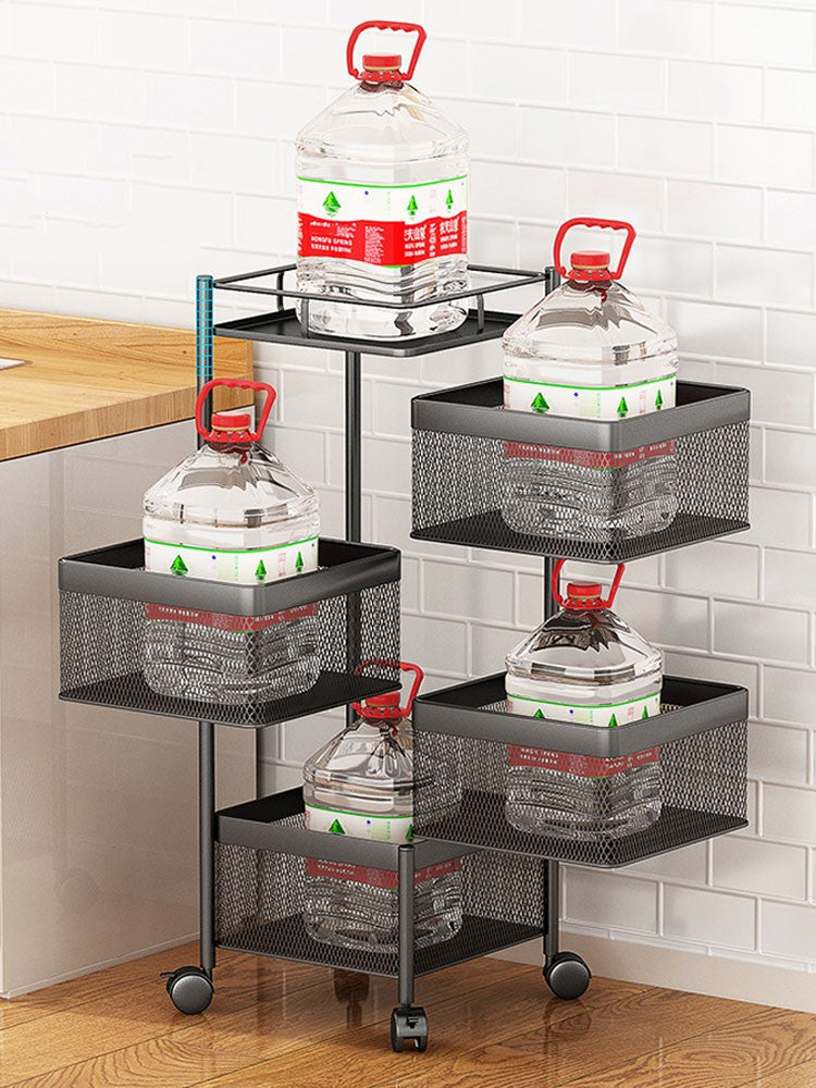 Vegetable Storage Basket Rack with Wheels - Multi-Layer Metal Kitchen Organizer