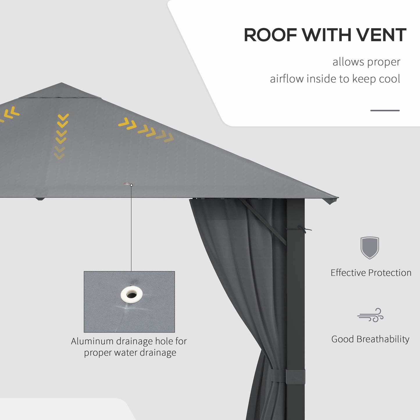 10x10 Outdoor Gazebo Canopy with Netting & Curtains - Black