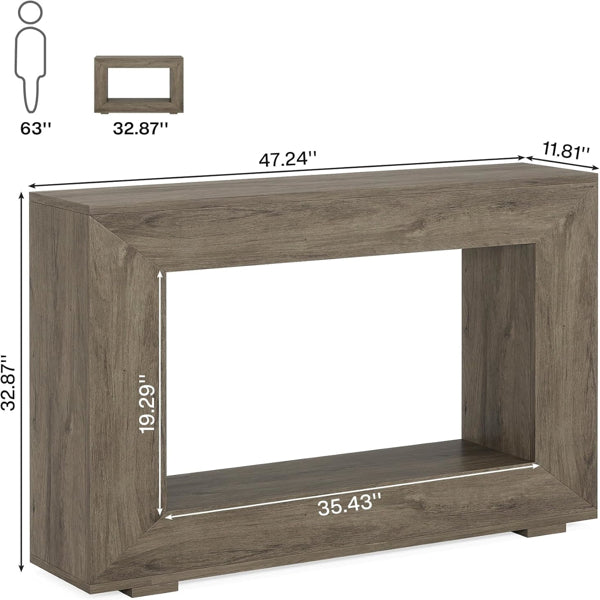 Console Table with Storage - Rustic Farmhouse Style, 47.2"