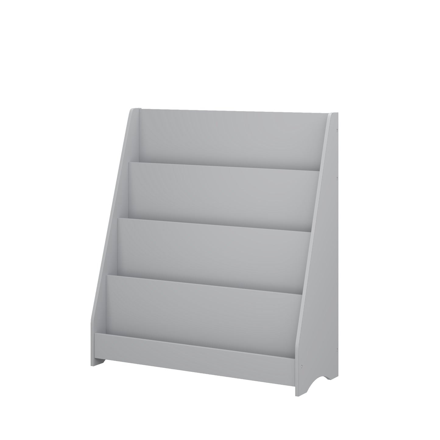 4-Tier Kids Bookshelf - Gray MDF Book Display for Bedrooms & Playrooms