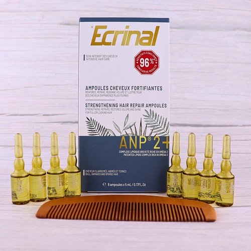 Ecrinal ANP2 Hair Growth Ampoules for Men - Strengthening & Repairing Ampoules - Intensive Hair Care for Thinning, Dull, Damaged Hair - ANP 2+ Complex with Omega 3 | Pack 8