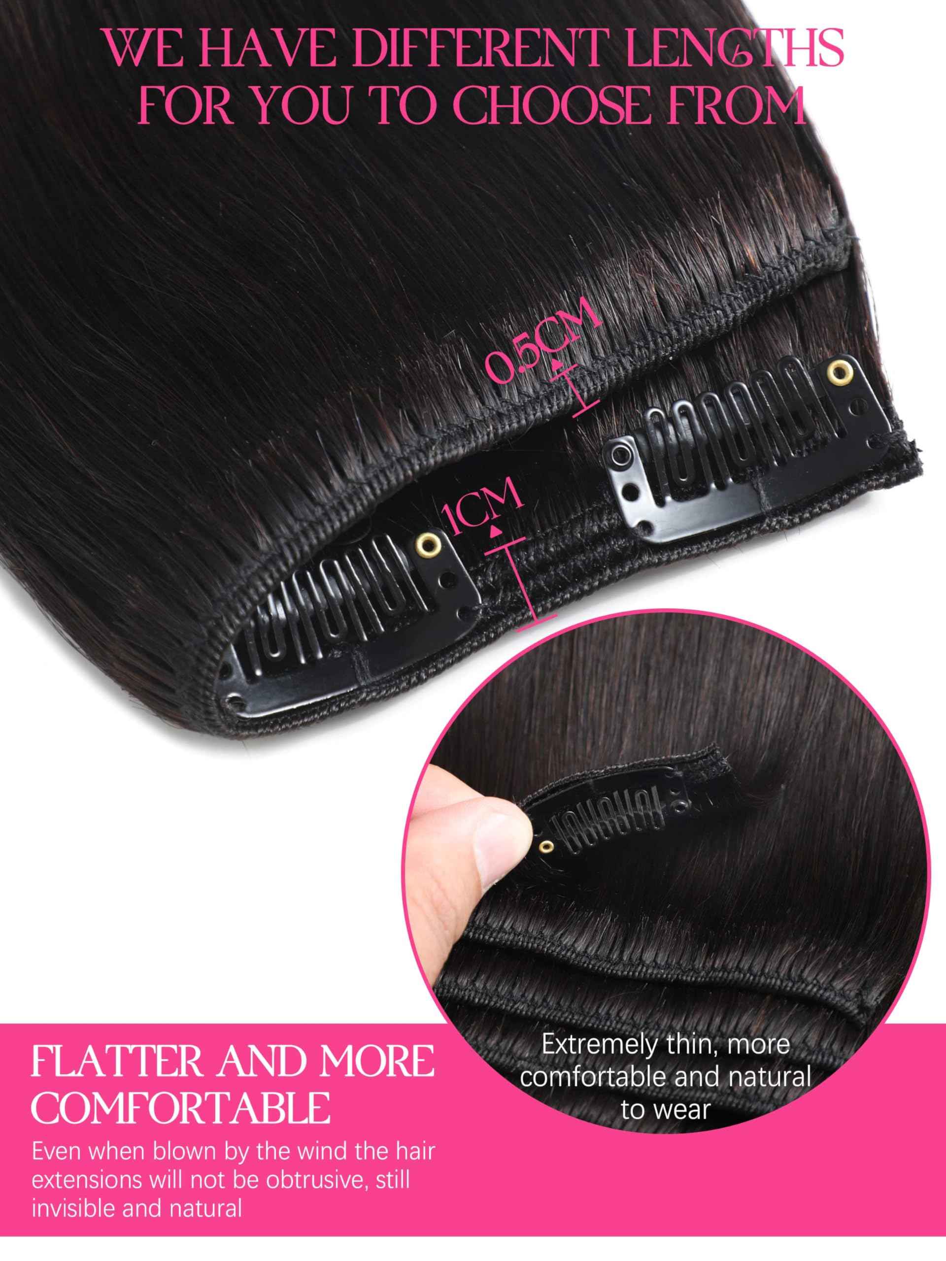 Lacer Clip in Hair Extensions Real Human Hair, Straight Clip ins 1B Natural Black, 22 Inch 120g Remy Human Hair Extensions 7pcs Per Set