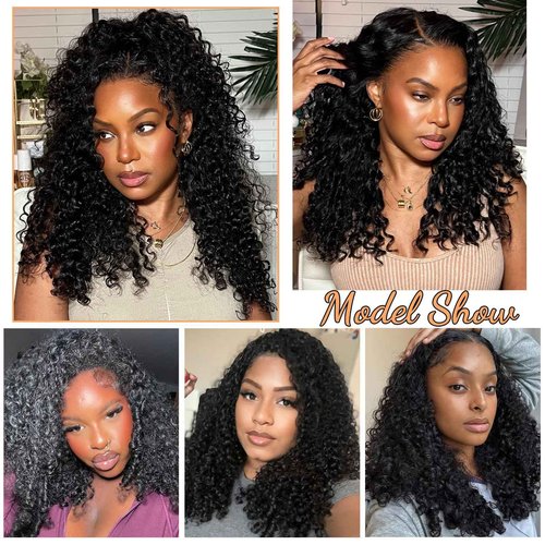 Curly Human Hair Bundles 16 18 20 Inches 3Pcs Water Wave Burmese Curly Bundles Human Hair Weave with Spiral End 3C4A Quick Weave Hair for Women Natural Black