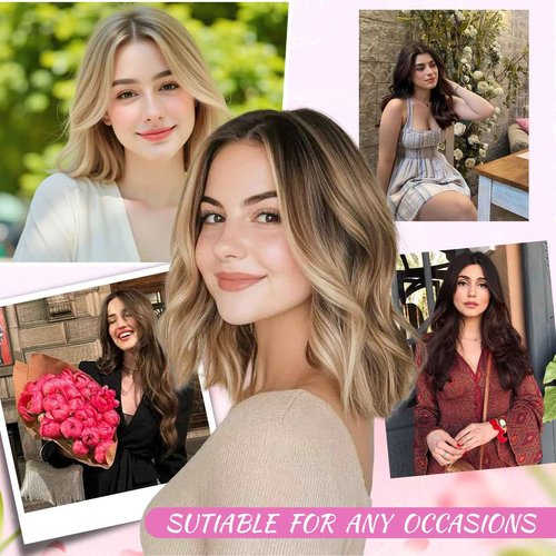 YAMI Hair Toppers for Women Fluffy Human Hair Topper 10inch Handmade Swiss Base Hairpieces 360° Cover Hairloss (Medium Brown with Highlight)