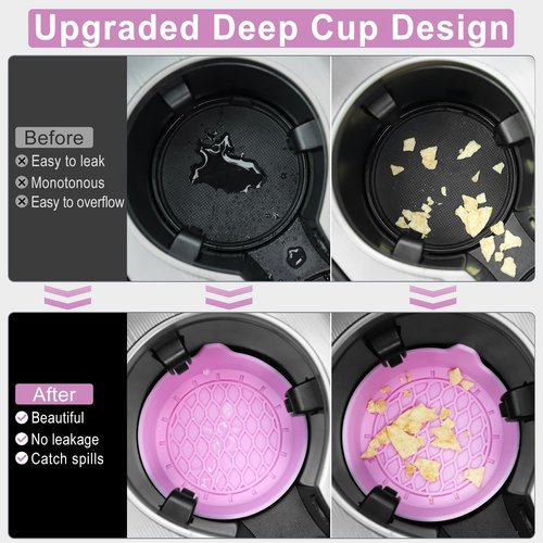 SINGARO Car Cup Holder Coaster, Silicone Cup Holder Insert, Universal Non-Slip Cup Holders, Car Accessories Interior for Women and Man 4 Pack Pink