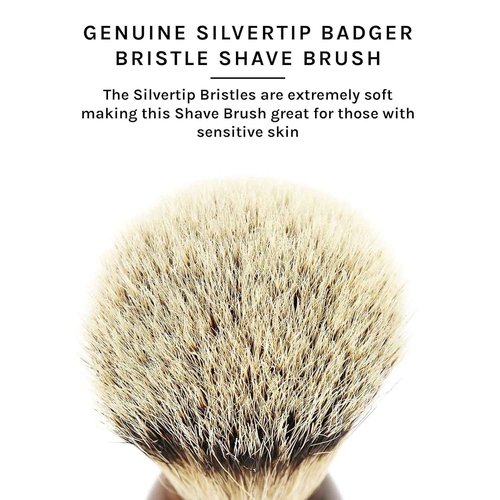 Parker 100% Silvertip Badger Shaving Brush – Faux Horn Handle, Long Loft 22 mm Knot, Chrome Base + Resin Stand – Rich Lather, Sensitive Skin Friendly