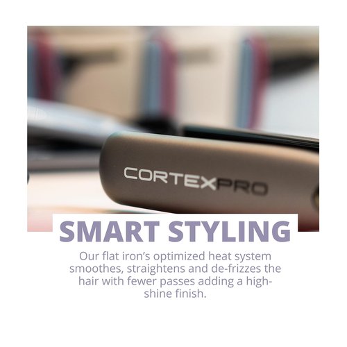 CORTEXPRO Flat Iron 1'' - One-Pass Digital Heat Tourmaline Ceramic Plates with Carrying Case - Hair Straightener Flat Iron, planchas de Cabello Professional, Hair Straightener and Curler 2 in 1