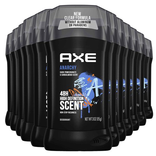 AXE Aluminum Free Deodorant Stick For Men Odor Protection For Long Lasting Freshness, Anarchy Dark Pomegranate & Sandalwood Men's Deodorant, Formulated Without Aluminum 3oz 12 count