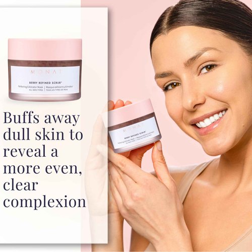 MONAT Berry Refined Scrub™ - Perfecting Exfoliator Mask with Skin-Brightening AHAs and Cranberry Seeds, 87ml