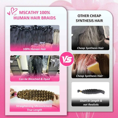 MSCATHY 4/27# Human Braiding Hair for Boho Braids 100g Color 4/27# Bulk Deep Wave Human Hair for Braiding Ombre Blonde Brown Highlight 100% Brazilian Human Hair 18inch for Boho Braids 12A